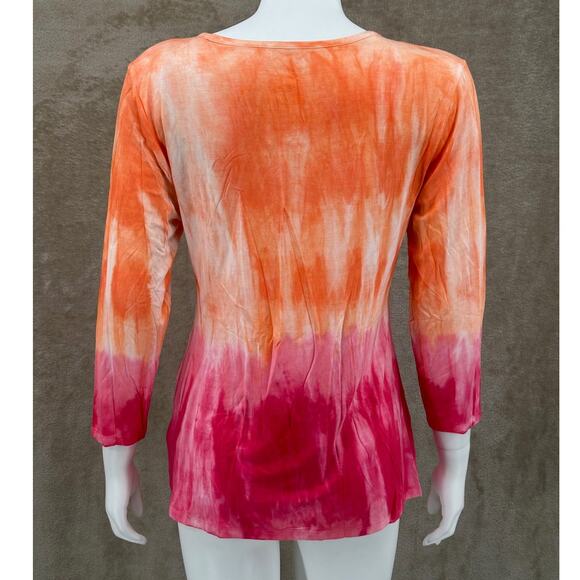 Soft Surroundings Top Womens Medium Orange Ombre Tunic Knit Modal Beachy Boho - Picture 5 of 10